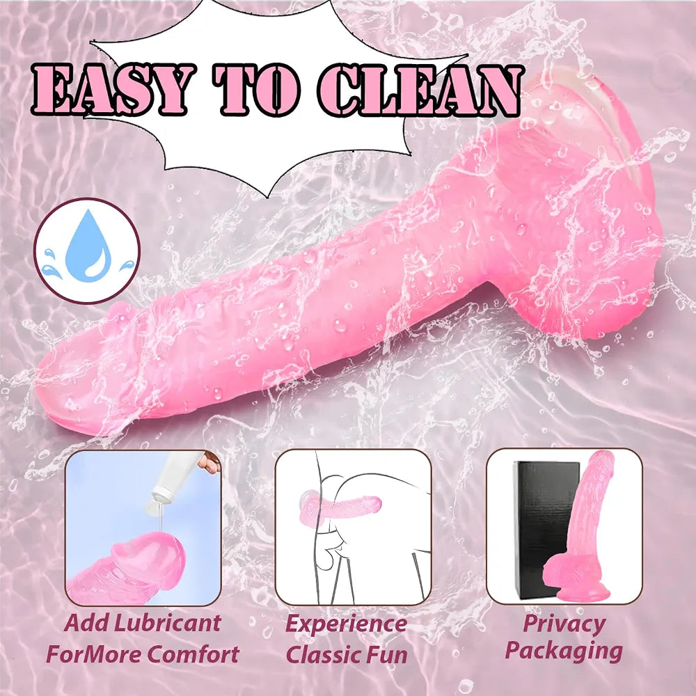 7-Inch Realistic Silicone Dildo with Suction Cup - Soft Pink, Beginner-Friendly G-Spot and Anal Stimulator