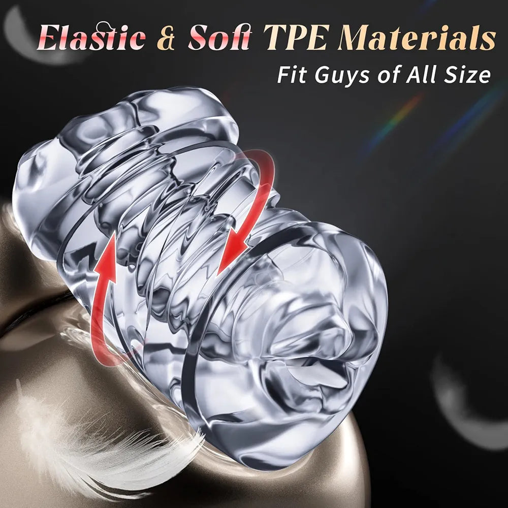 Realistic Spiral Texture Pocket Stroker - Open-Ended Male Masturbation Sleeve