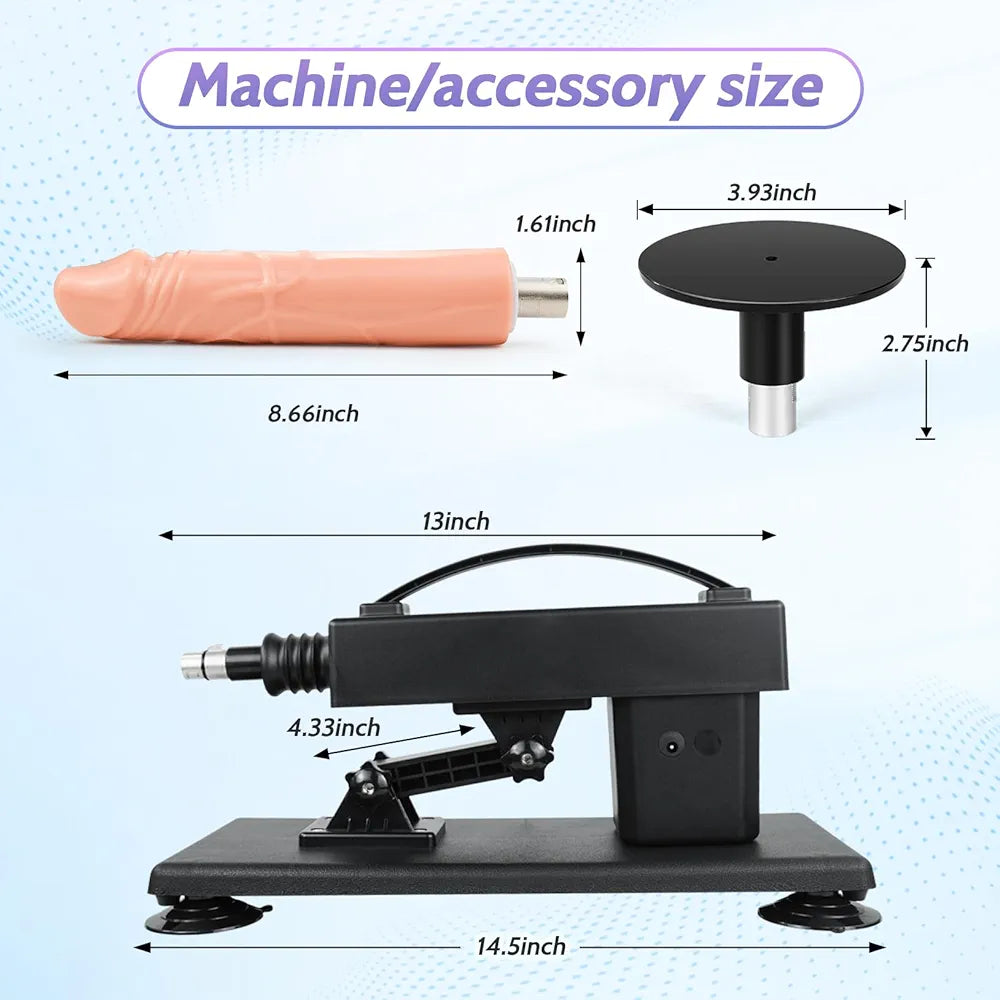 Automatic Thrusting Sex Machine with Suction Cup Adapter and 3XLR Connector for Couples