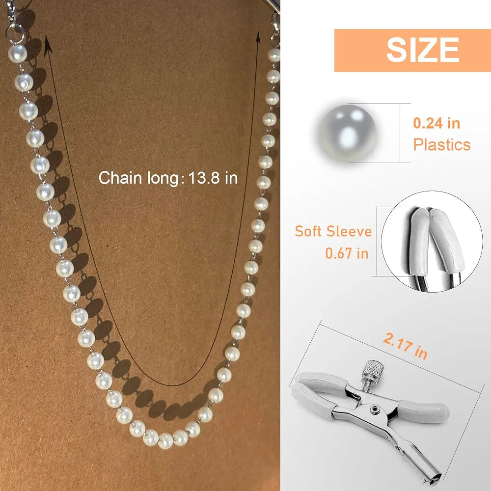 Adjustable Rubber-Sleeved Nipple Clamps with Connecting Chain for Couples