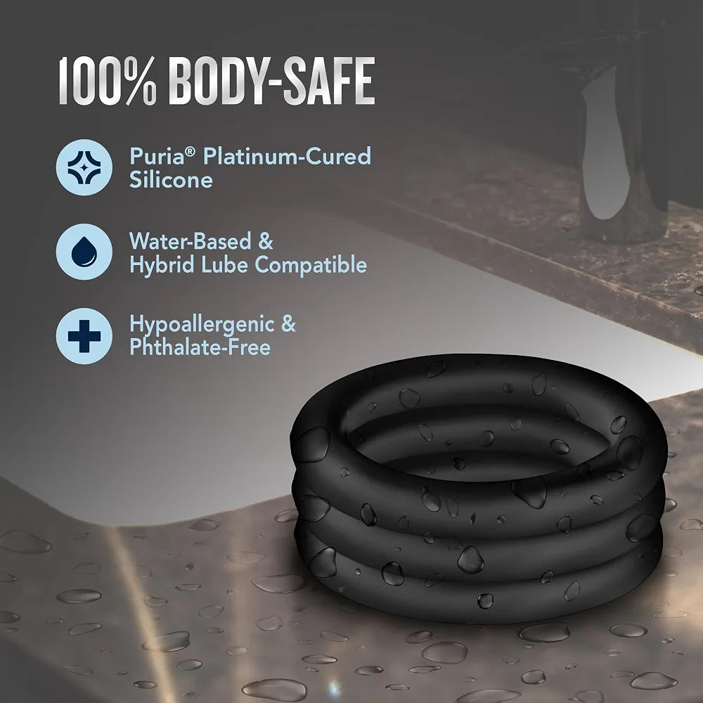 Blush Puria Platinum Silicone Performance Cock Ring - 1.25" Stretchy Stamina Enhancer