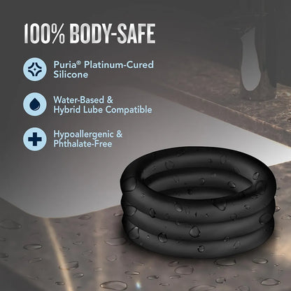 Blush Puria Platinum Silicone Performance Cock Ring - 1.25" Stretchy Stamina Enhancer