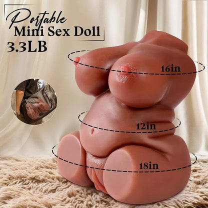 Lifelike 3.3LB Brown BBW Torso Male Masturbator with Dual Textured Vagina and Anal Channels