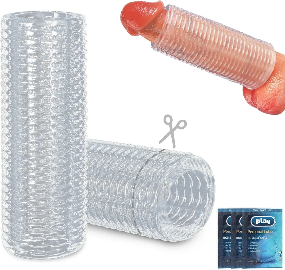 X-pidany Trim-to-Fit Girth Enhancing Penis Sleeve - Reusable Textured Cock Extender for Delay and Erection Support