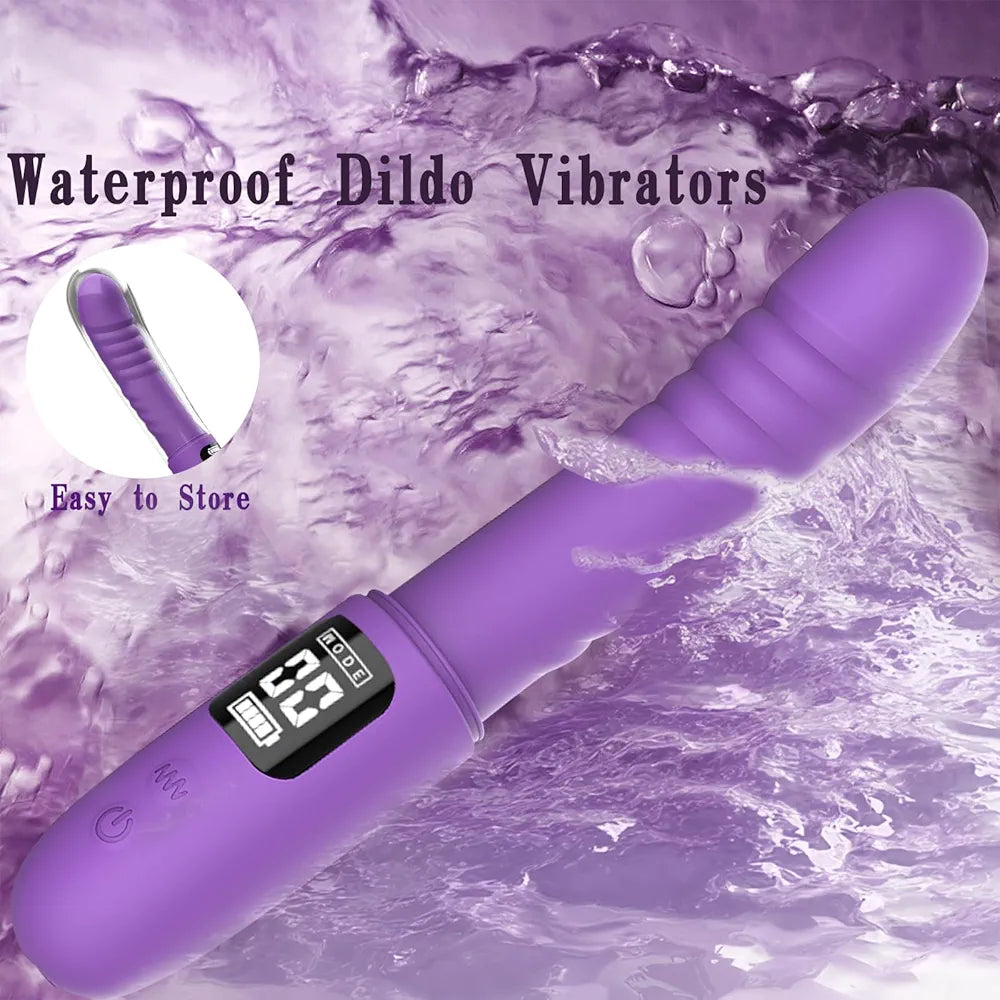 Realistic 3-Speed Thrusting & 9-Mode Vibrating G-Spot Stimulator with LED Display