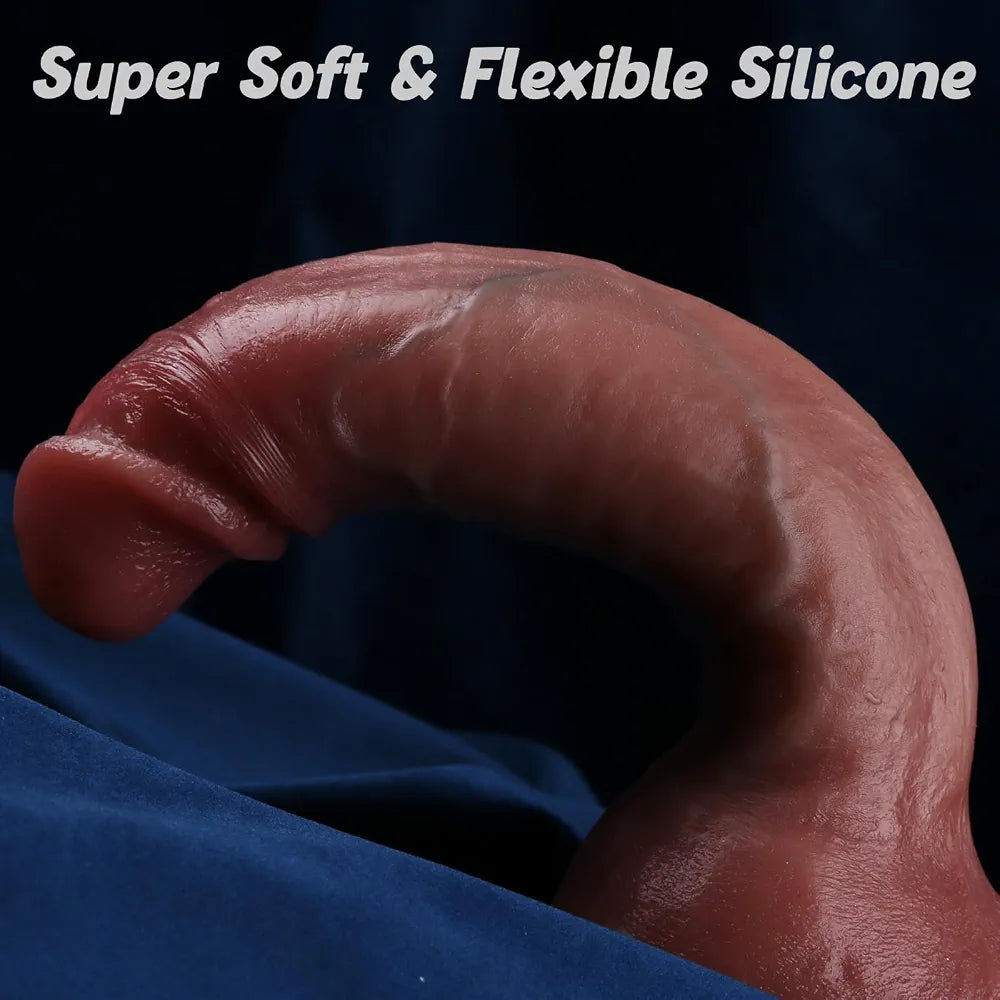 Sexgene 10-Inch Realistic Silicone Dildo with Suction Cup for G-Spot and Anal Stimulation