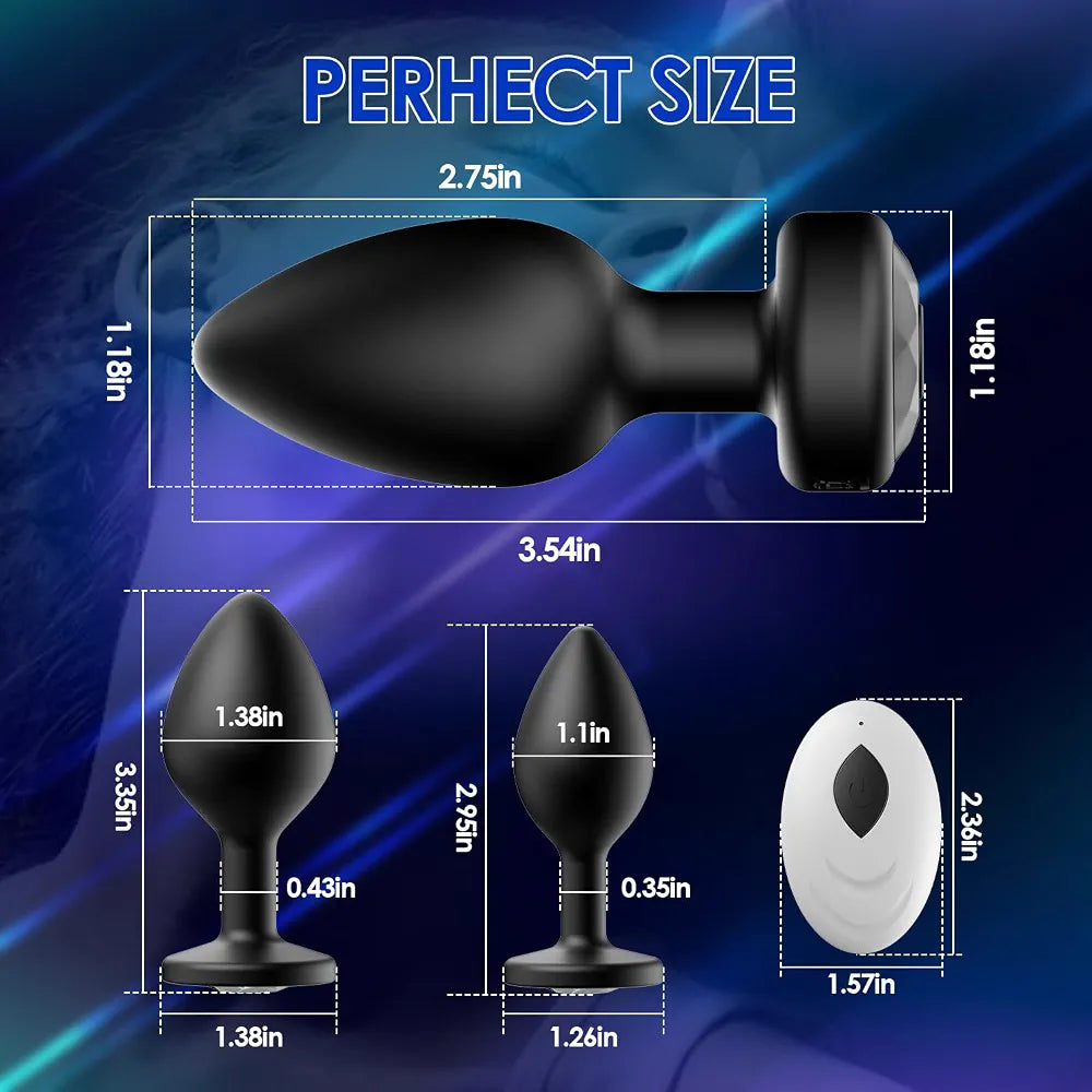 Oreyurt 10-Mode Remote Controlled Silicone Butt Plug Vibrator and Prostate Massager Training Kit - Black