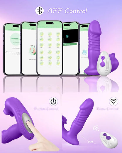 Rose-Shaped Sucking and Thrusting Vibrator for G-Spot and Clitoral Stimulation with 9 Modes