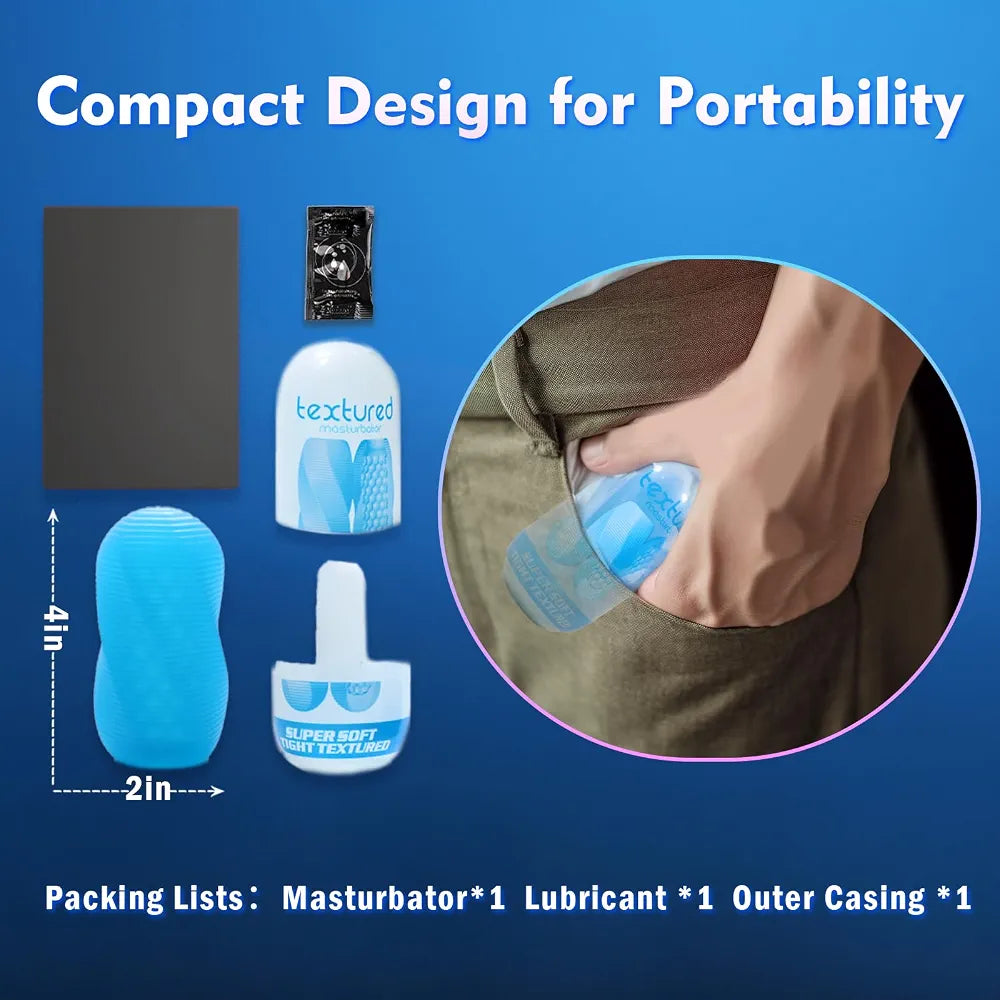 Ultra-Soft Textured Spinning Masturbator for Men with Storage Case