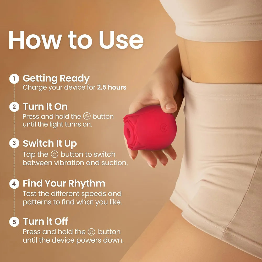 Rose-Shaped Clitoral Suction Vibrator with Multi-Mode Stimulation