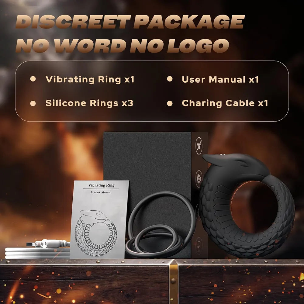 Dragon-Shaped Silicone Vibrating Penis Ring with 10 Vibration Modes for Couples
