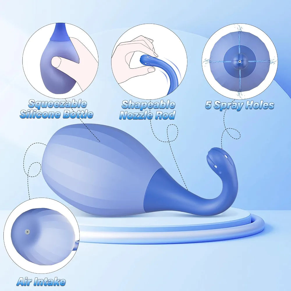 Premium Silicone Enema Bulb Kit with Bendable Nozzles for Colon Cleansing and Personal Hygiene
