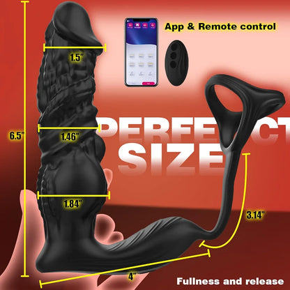 Advanced 6-in-1 App-Controlled Prostate Massager and Thrusting Anal Vibrator with Cock Ring