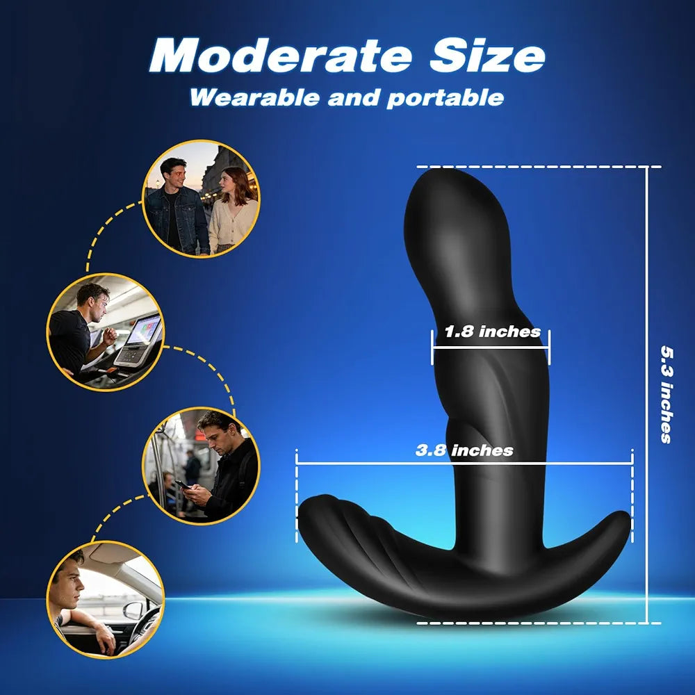 Premium 360-Degree Rotating Anal Massager with Remote, 10 Vibration Modes, Waterproof Silicone Butt Plug for Men and Women
