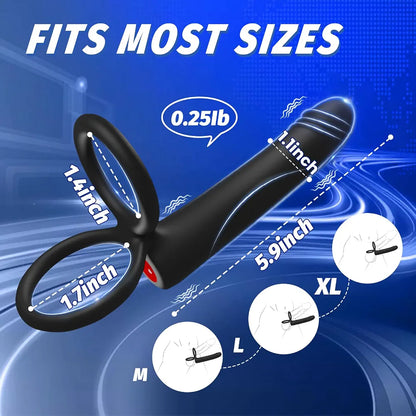 10-Mode Vibrating Dual-Action Prostate Massager and Cock Ring for Couples