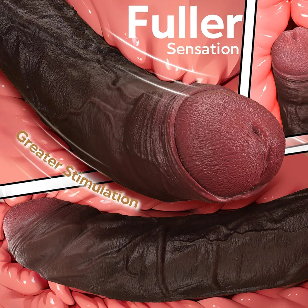 7-Inch Realistic Black Silicone Dildo with Suction Cup and Swinging Balls - XXL Uncut BBC Sex Toy