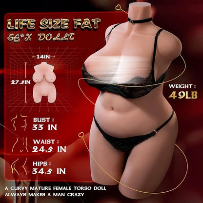 49LB Realistic BBW Life-Size Female Torso Sex Doll with Internal Skeleton and Soft Silicone Features