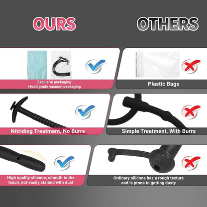 3-Piece Silicone Urethral Sounding Set with Hollow Side-Hole Design for Men