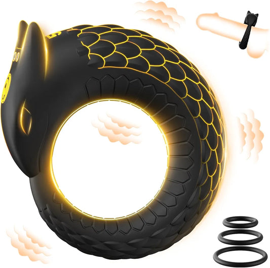 Dragon-Shaped Silicone Vibrating Penis Ring with 10 Vibration Modes for Couples