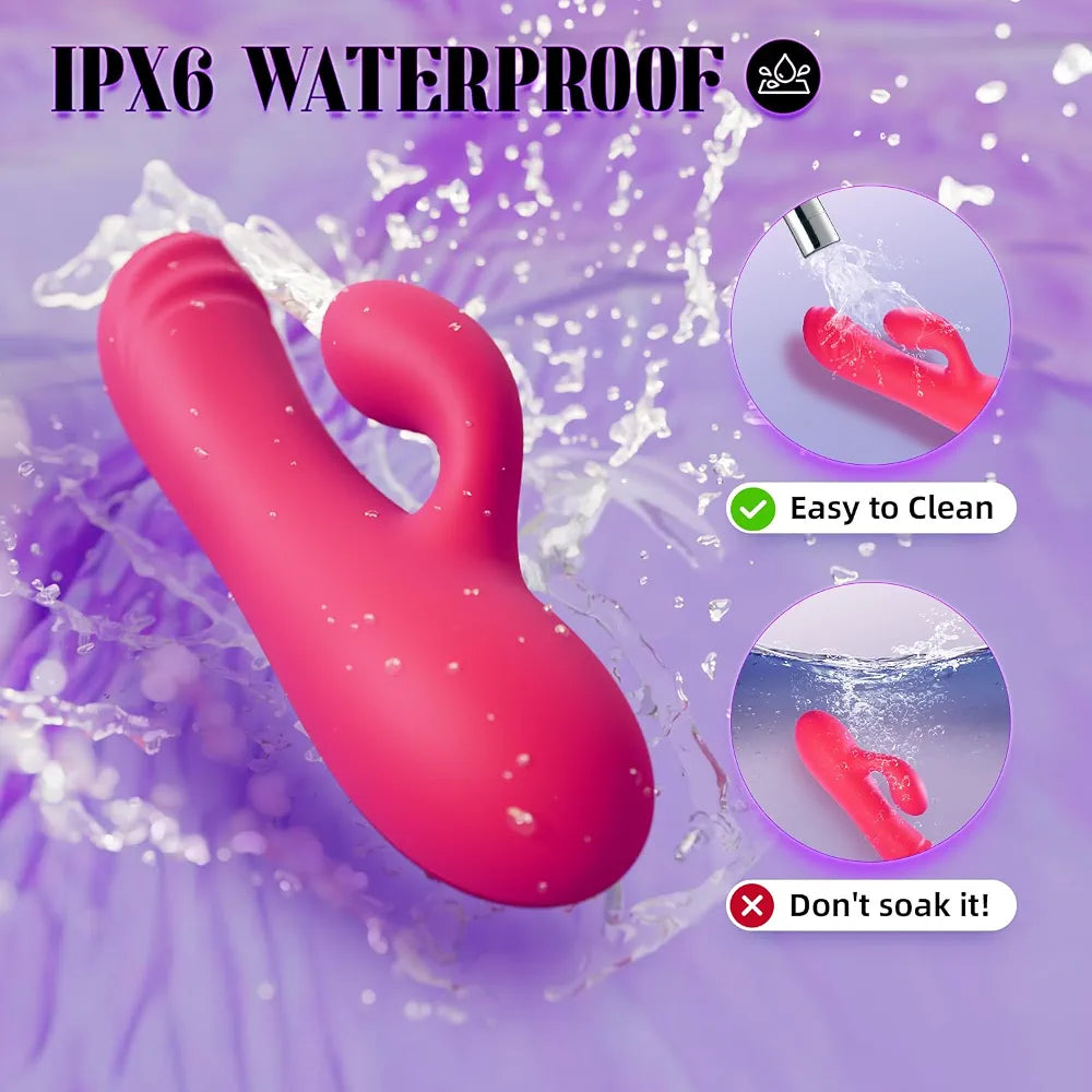 10-Mode Waterproof Silicone Rabbit Vibrator - Couples Mini Bullet Massager for Clitoral and G-Spot Stimulation