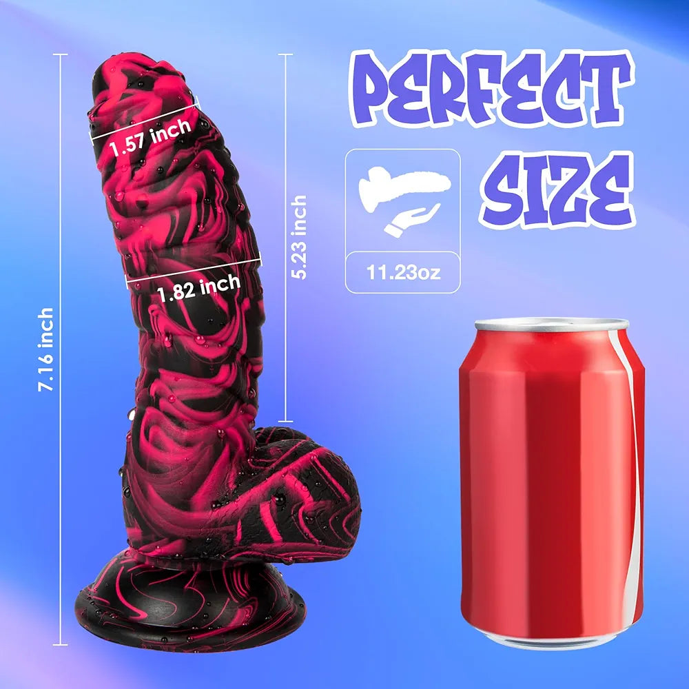 7.16-Inch Realistic Silicone Monster Dildo with Strong Suction Cup for Hands-Free G-Spot and Anal Stimulation