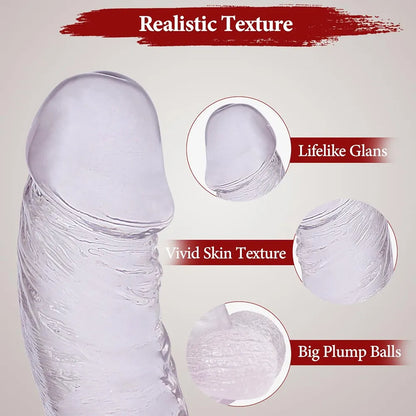 10-Inch Realistic Soft Silicone Dildo with Strong Suction Cup for Hands-Free and Anal Play
