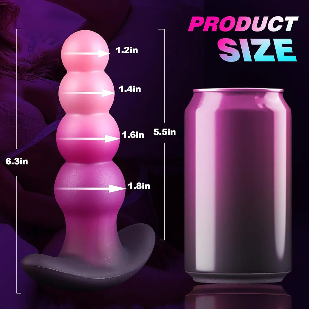 Premium 6.3-Inch Silicone Anal Bead Plug with T-Base for Prostate and G-Spot Stimulation