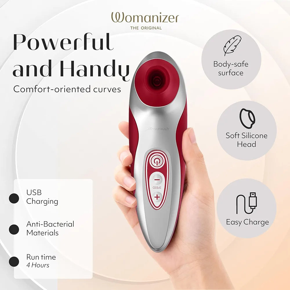 Womanizer Pro40 Clitoral Suction Stimulator with 6 Intensity Levels - Red