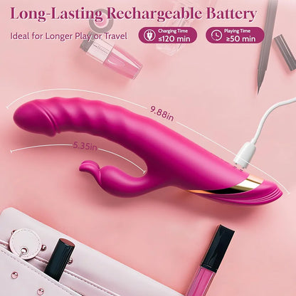 Dual-Action Thrusting Rabbit Vibrator with Clitoral Stimulator and G-Spot Stimulation
