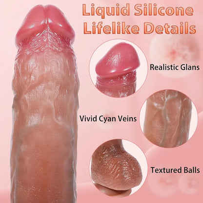 Realistic 9-Speed Thrusting & Vibrating Dildo with Suction Cup and Anal Stimulator