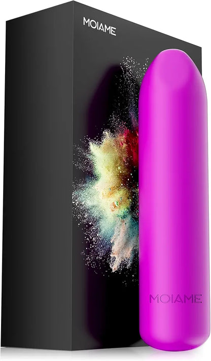 Rechargeable Waterproof Silicone Mini Bullet Vibrator - 10-Mode Purple Lipstick Massager