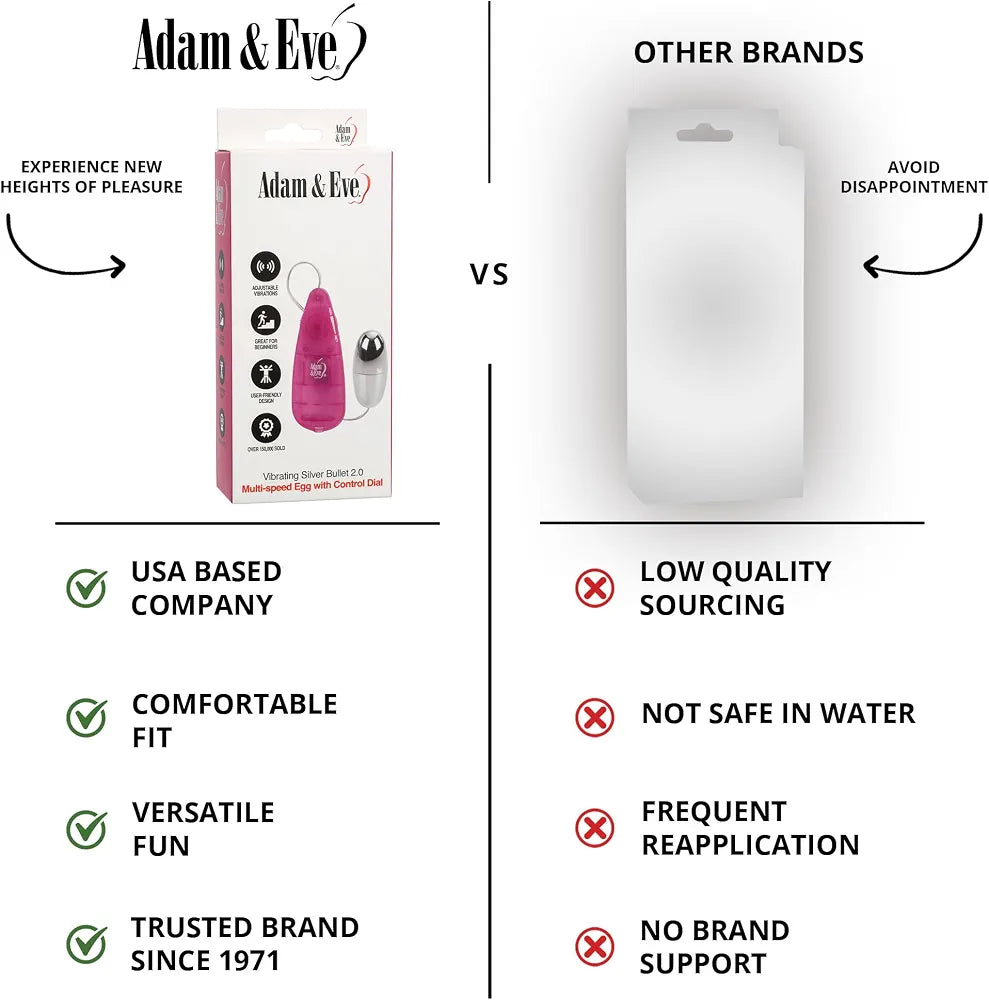 Adam & Eve Vibrating Silver Bullet 2.0: Powerful Multi-Speed Clitoral & Vaginal Vibrator with 31-Inch Cord