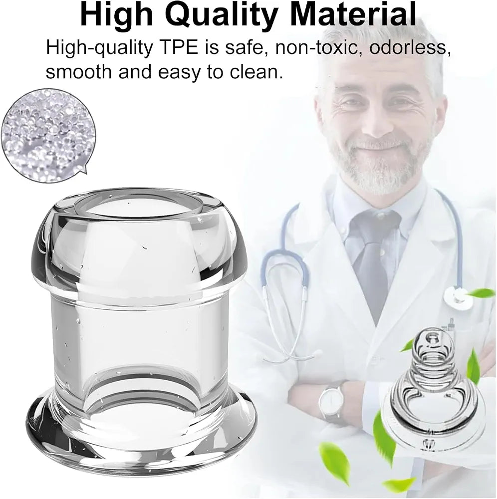 Transparent TPE Anal Plug and Vaginal Dilator Speculum - BDSM Stretcher and Enema Training Toy for Adults