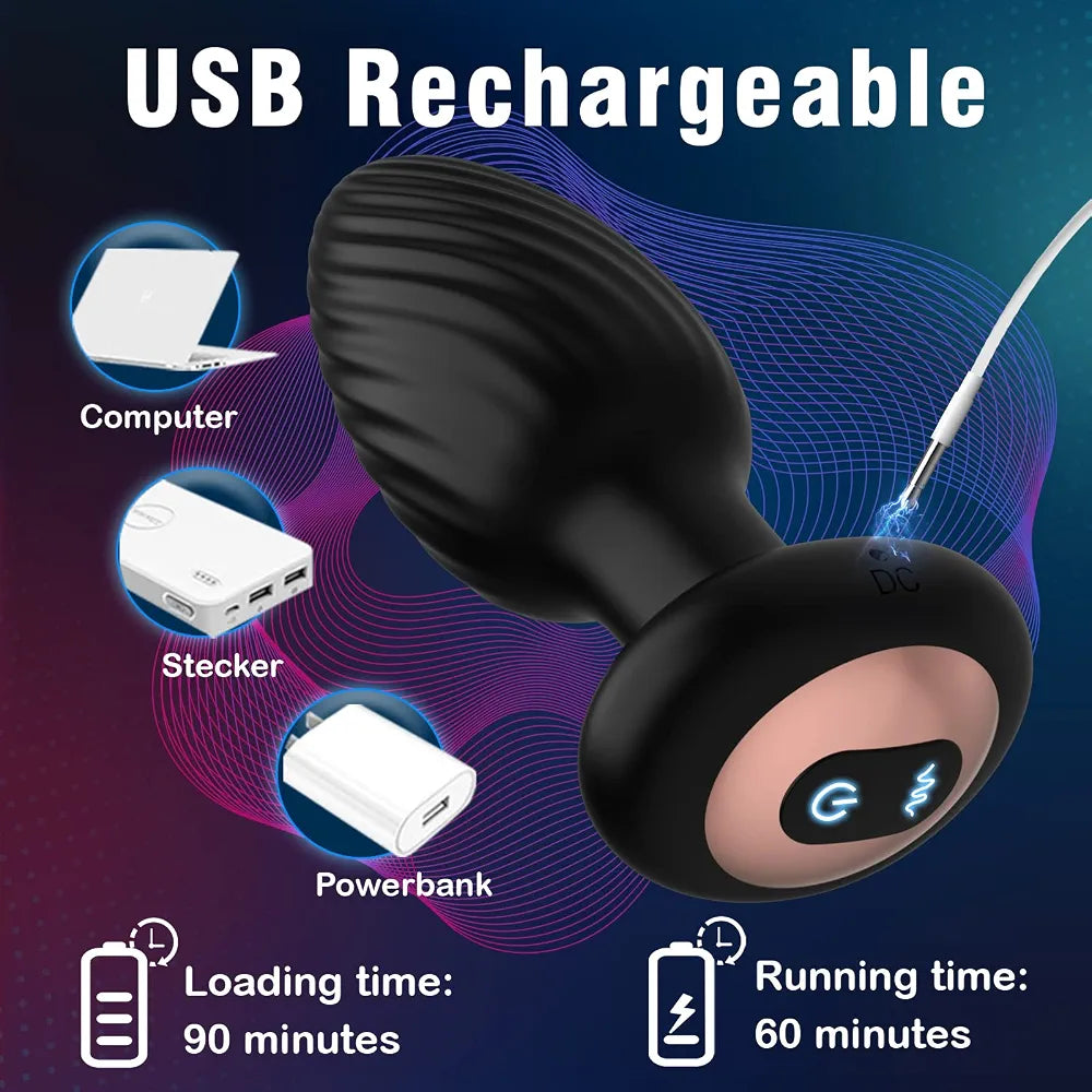 App-Controlled 360° Rotating Prostate Massager with 9 Vibration Modes and Remote