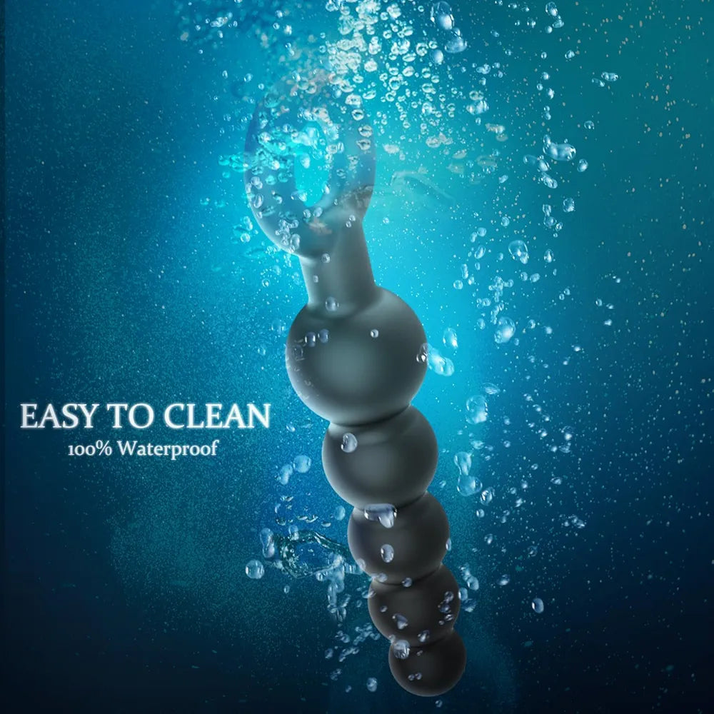 8-Inch Graduated Silicone Anal Beads and Prostate Massager with Pull Ring