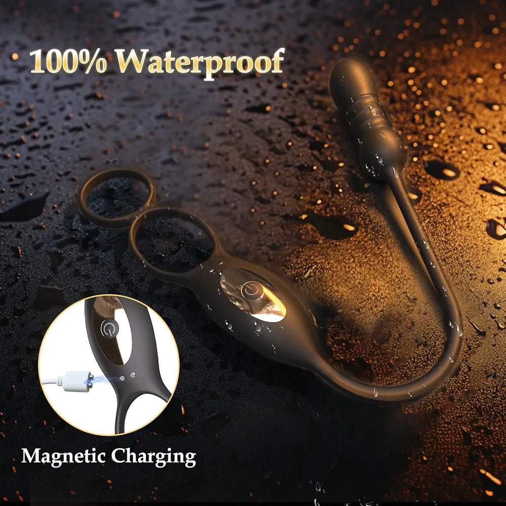 Remote-Controlled Prostate Massager and Vibrating Penis Ring for Men