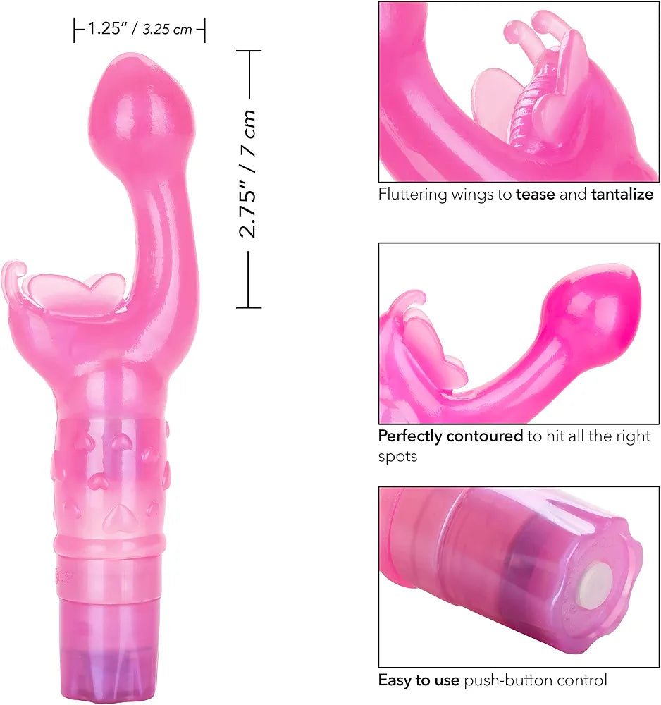 CalExotics Original Butterfly Kiss Multi-Speed Waterproof Clitoral and G-Spot Vibrator for Couples - Pink