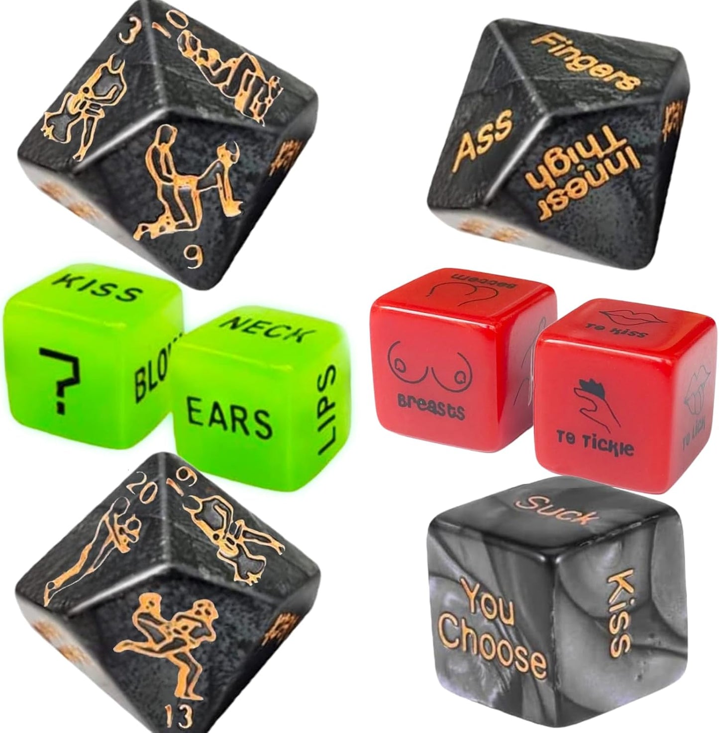 Glow-in-the-Dark Adult Position Dice Set for Couples - Romantic Date Night Game