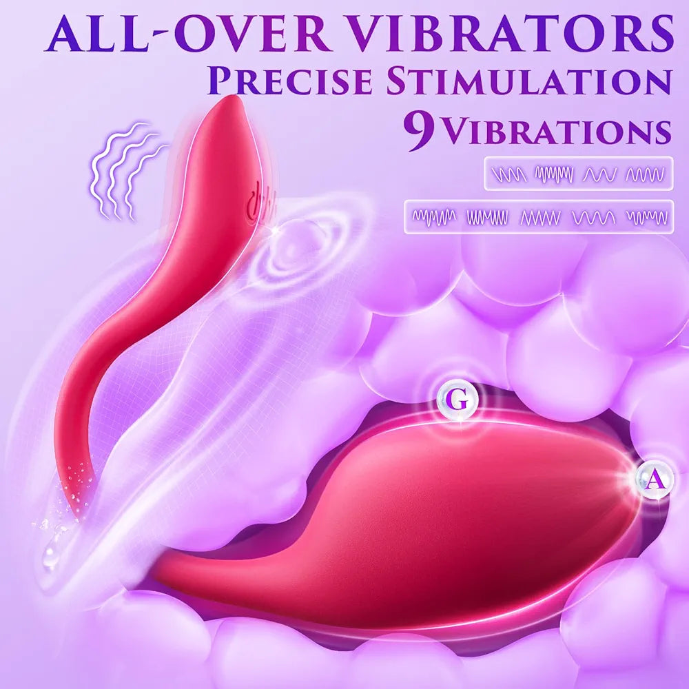 Rechargeable App-Controlled Wearable Vibrating Panty Dildo with 9 Modes for Couples