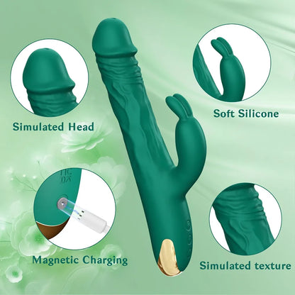 Dual-Action Rabbit Vibrator with 5 Thrusting and 10 Vibration Settings for Targeted G-Spot Stimulation