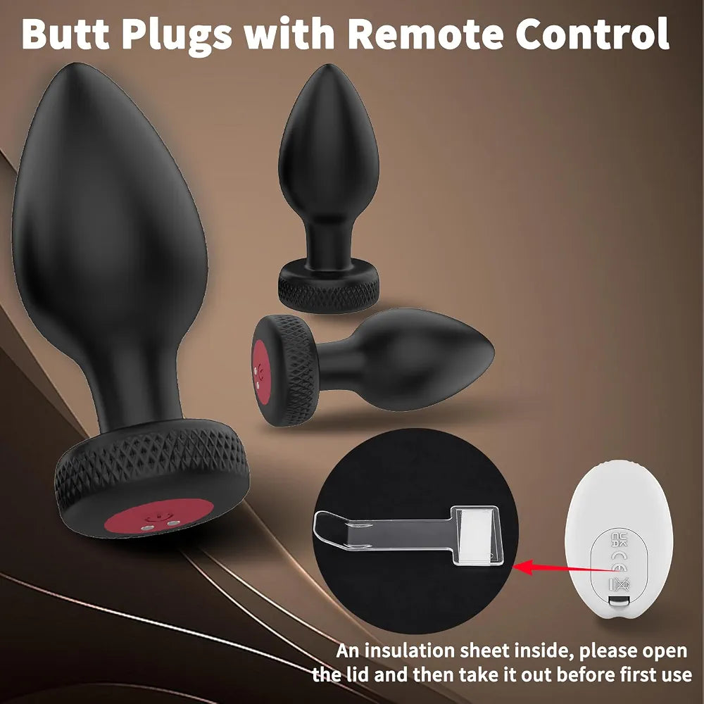 10-Mode Remote Controlled Anal Training Plug Set - 3-Piece Beginner to Advanced Vibrating Kit
