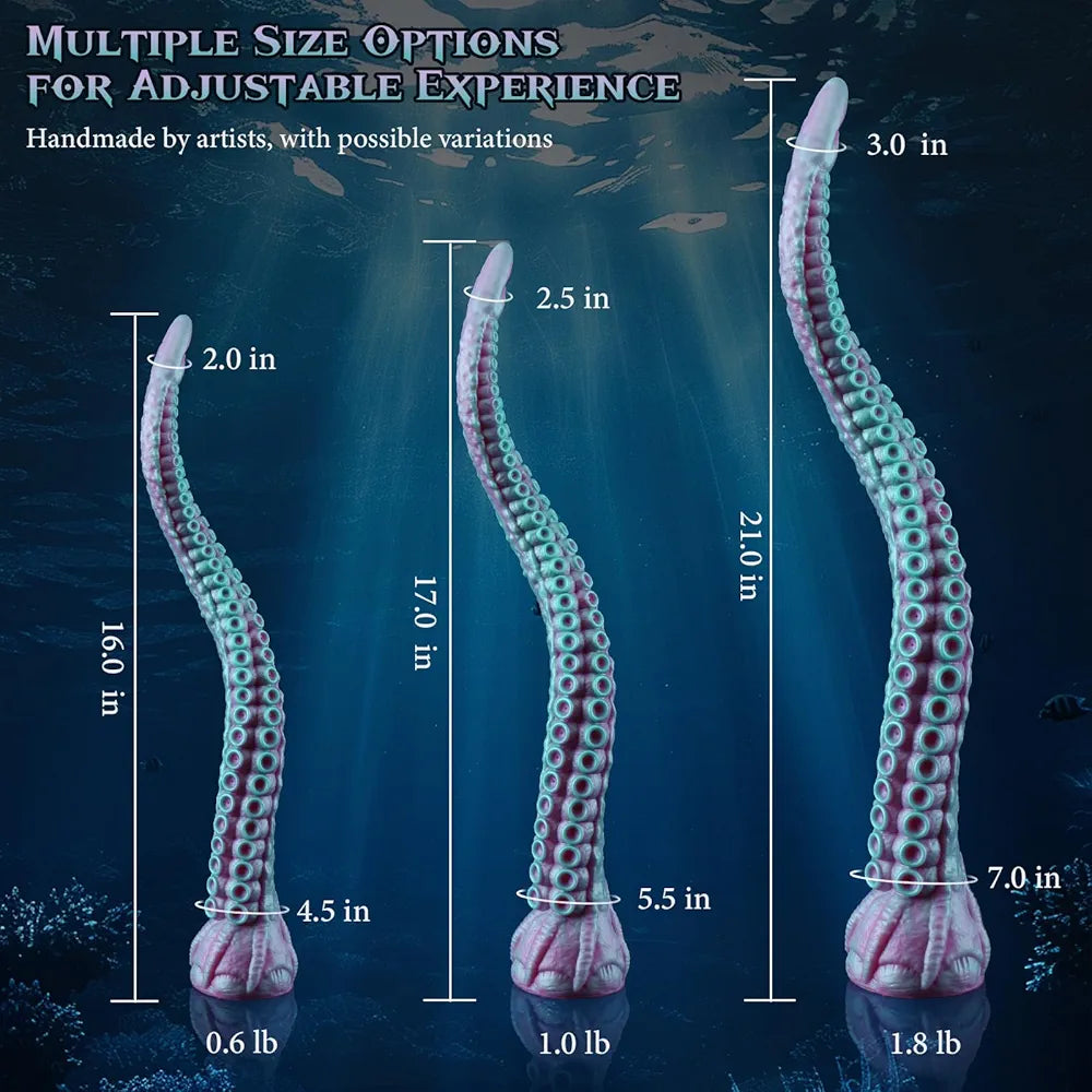 21-Inch XL Fantasy Tentacle Dildo with Suction Cup - Silicone Monster Octopus Anal Toy for Couples