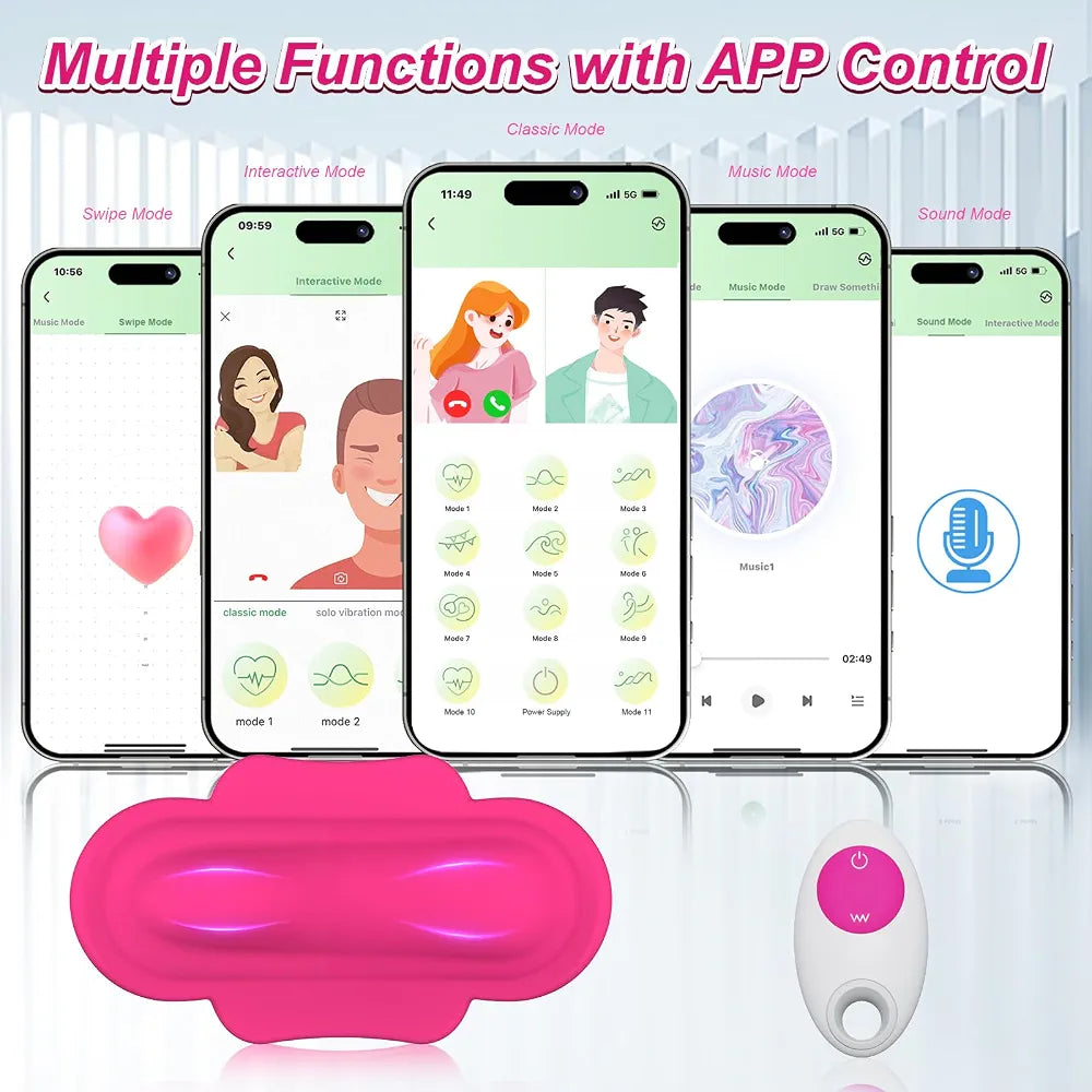 App-Controlled Wearable Clitoral and G-Spot Vibrator for Women and Couples