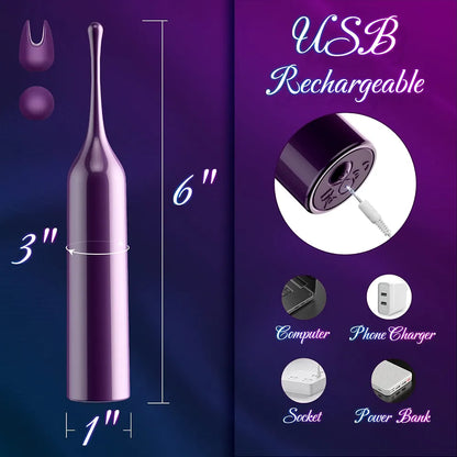 Rechargeable 10-Speed Precision Clitoral and Nipple Stimulator - Quiet Mini Bullet Vibrator