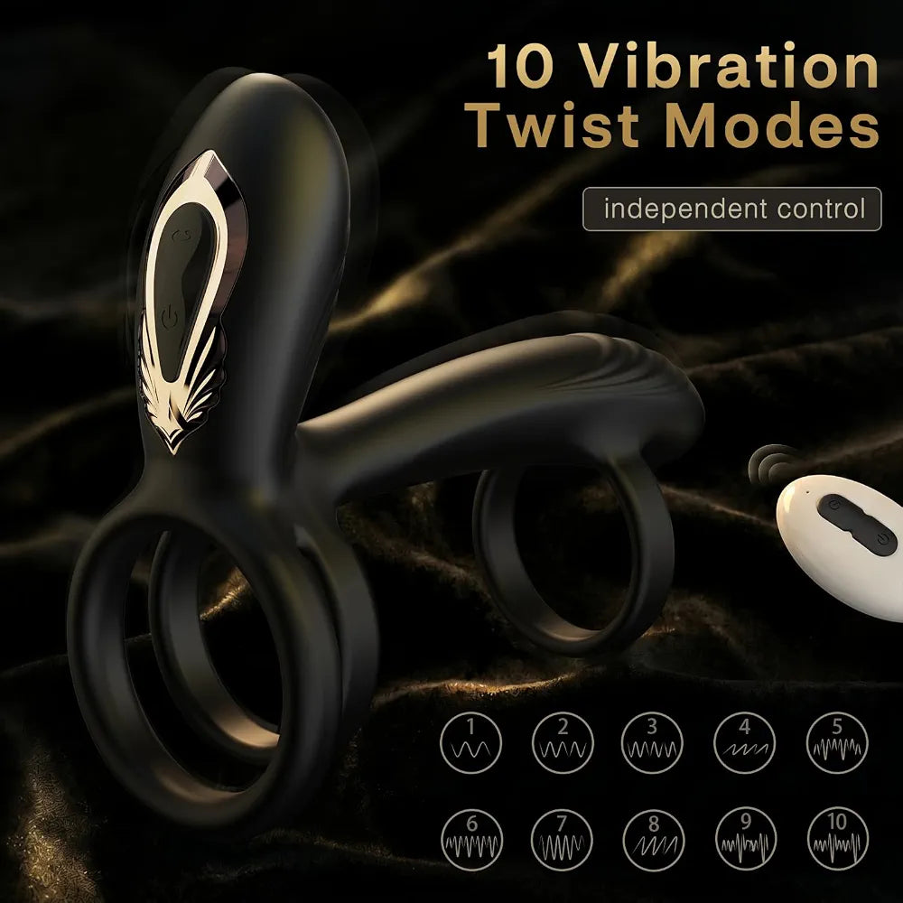 Ultimate 360-Degree Twisting Vibrating Penis Ring with 10 Modes for Couples