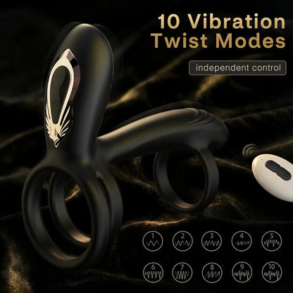 Ultimate 360-Degree Twisting Vibrating Penis Ring with 10 Modes for Couples