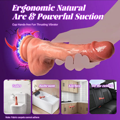 8.67-Inch Realistic Thrusting Silicone Dildo with 3 Pulsation and 5 Vibration Modes