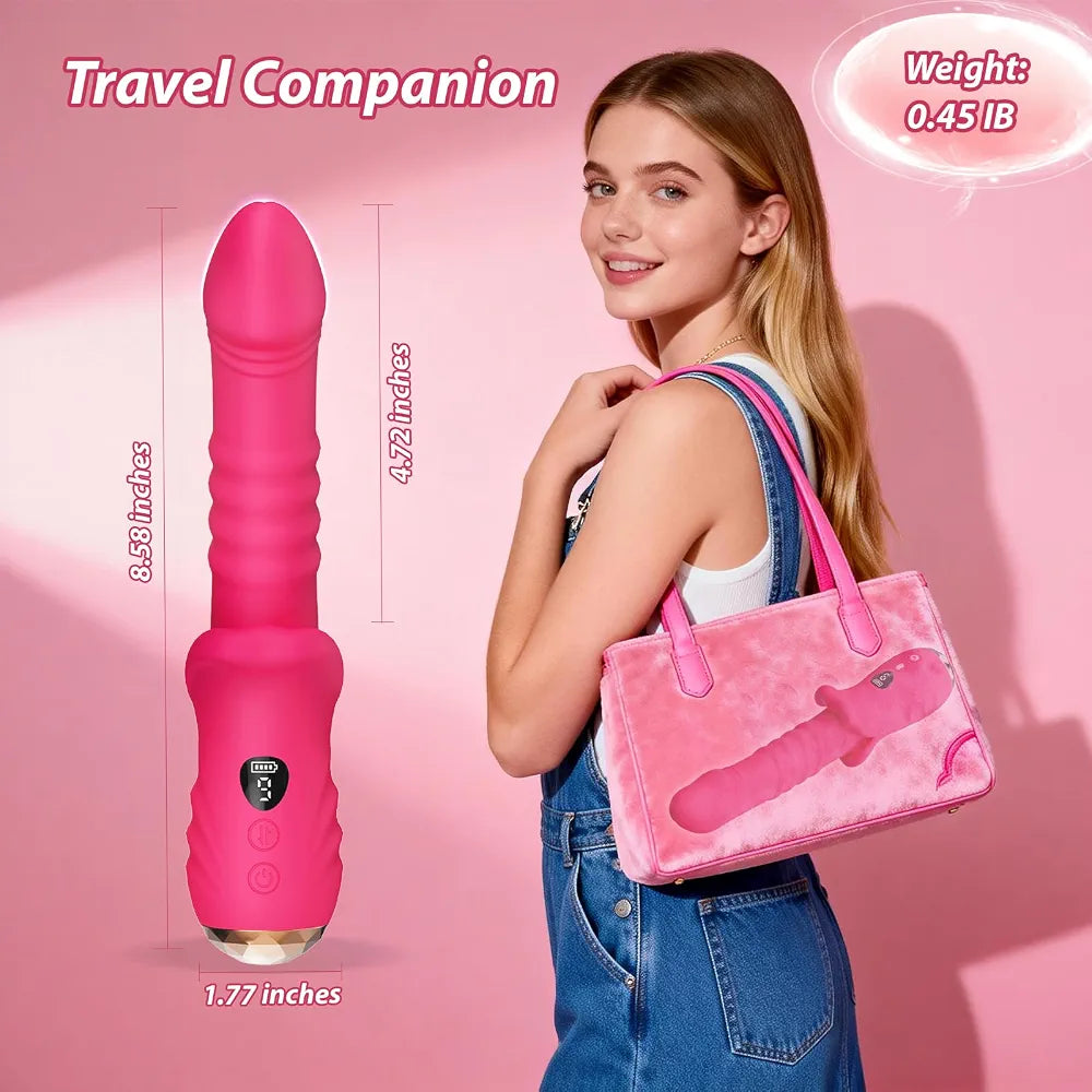 Rechargeable Waterproof Thrusting and Vibrating G-Spot Massager with LED Display
