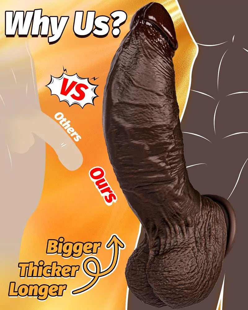 10.5'' Realistic Dual Density Silicone Dildo with 8.6'' Girth and Strong Suction Cup