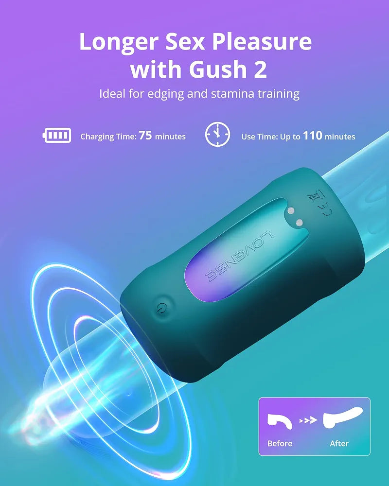 LOVENSE Gush 2 App-Controlled Automatic Male Masturbator with Vibration, Oscillation, and Endurance Training